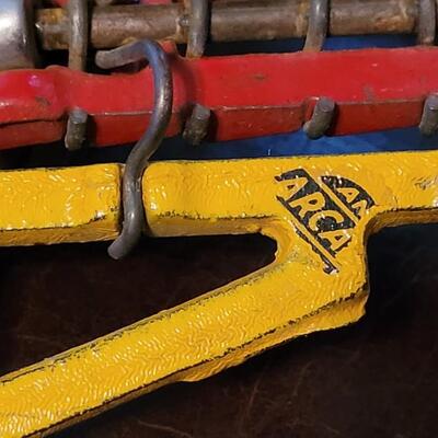 Lot 384: Vintage ARCADE TOYS 7" Cast Iron Farm Tractor Plow Toy w/ Chippy Original Paint 