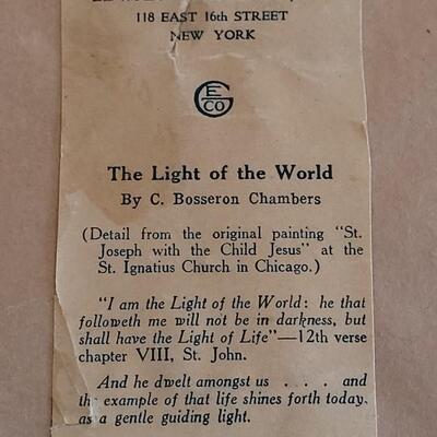 Lot 399: Antique Print "The Light of the World" by C. Bosses Chambers