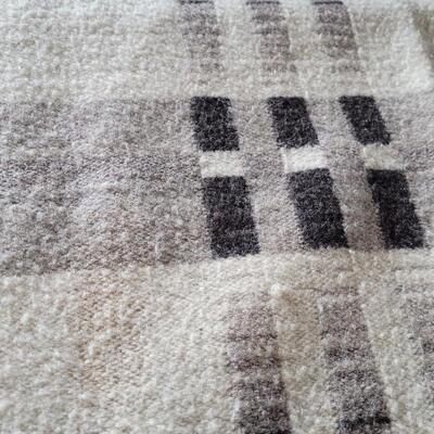 Lot 413: Vintage Wool Blanket Ivory, Black and Grays