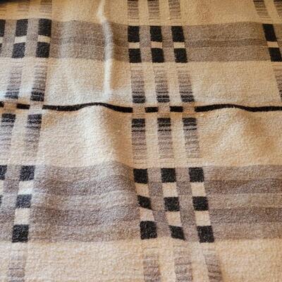 Lot 413: Vintage Wool Blanket Ivory, Black and Grays