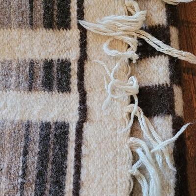 Lot 413: Vintage Wool Blanket Ivory, Black and Grays