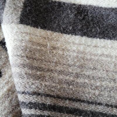 Lot 413: Vintage Wool Blanket Ivory, Black and Grays