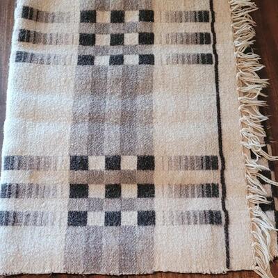 Lot 413: Vintage Wool Blanket Ivory, Black and Grays