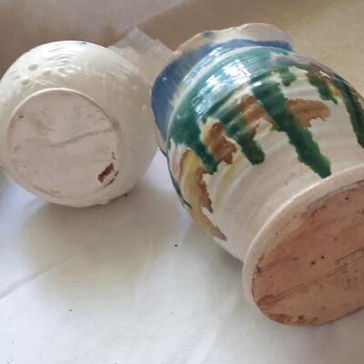 Lot 26 - Pottery Lot - One McCoy (Green pot with brown handle) 