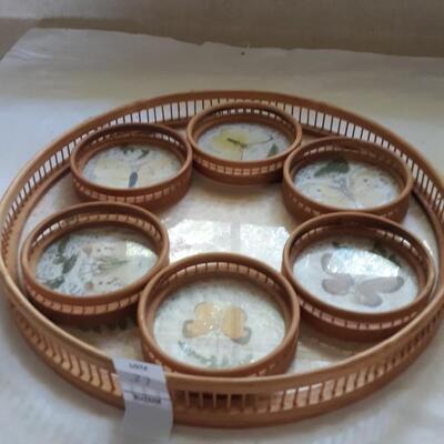 Lot 31 - Vintage Butterfly Tray and Coasters Set