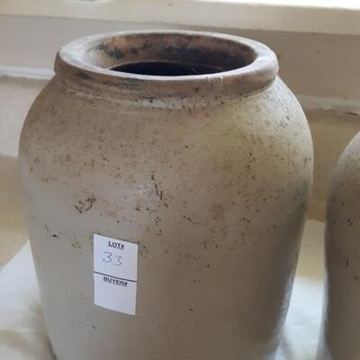 Lot 33- Vintage Open Top Crocks - Qty of Two-