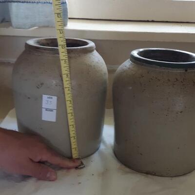 Lot 33- Vintage Open Top Crocks - Qty of Two-