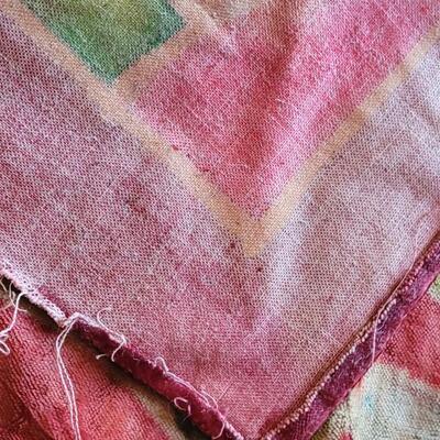 Lot 442: Antique Victorian Velvet Fringe Tablecloth & Pillow or Seat Top