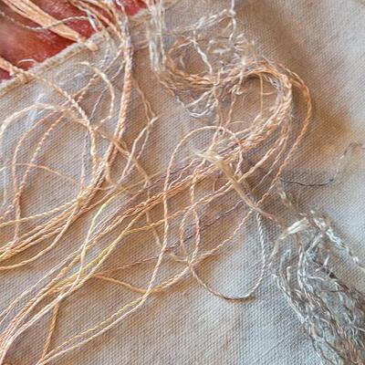 Lot 442: Antique Victorian Velvet Fringe Tablecloth & Pillow or Seat Top