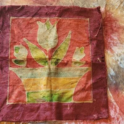 Lot 442: Antique Victorian Velvet Fringe Tablecloth & Pillow or Seat Top