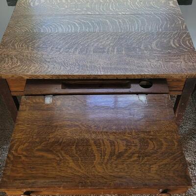 Lot 451: Vintage Tiger Oak Small Writing Desk
