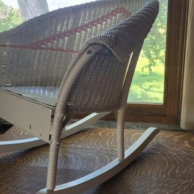 Lot 452: Antique White with Pink & Green Wicker Child's Chairs
