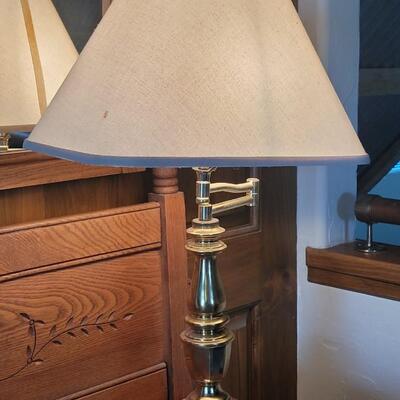Lot 456: Brass Swing Arm Table Lamp
