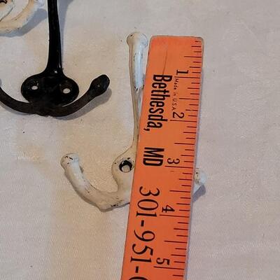 Lot 471: Antique Black & White Triple Hooks 
