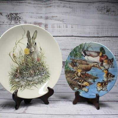 Pair of Animal Themed Collector Plates Rabbit Ducks