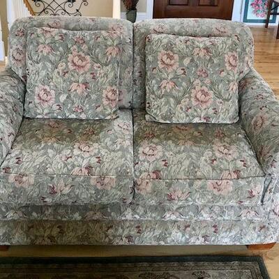 La-Z-Boy Beige Floral Sofa Sleeper and Loveseat