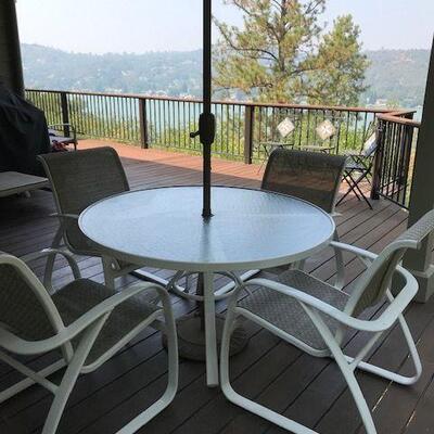 Patio Table With Umbrella And Four Chairs