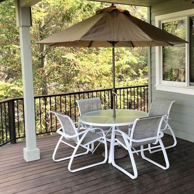 Patio Table With Umbrella And Four Chairs