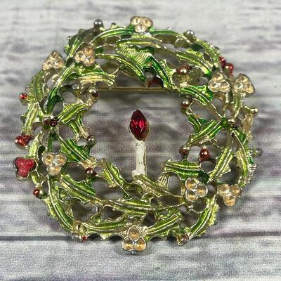 Christmas Holiday Themed Pin Brooch Set of Four 