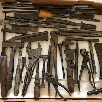 Lot Of Vintage Tools: Chisels, Wrenches, Nail Pullers And More