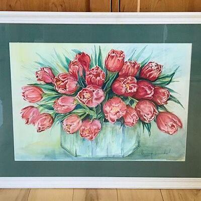 Red Tulips Watercolor By Maria Sunderland