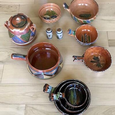 Lot Of Eleven Pieces Of Vintage Mexican Pottery