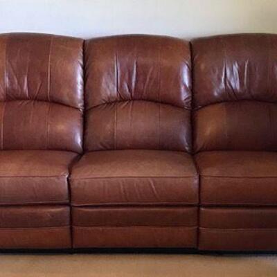 La-Z-Boy Reclining Leather Sofa With Brass Trim