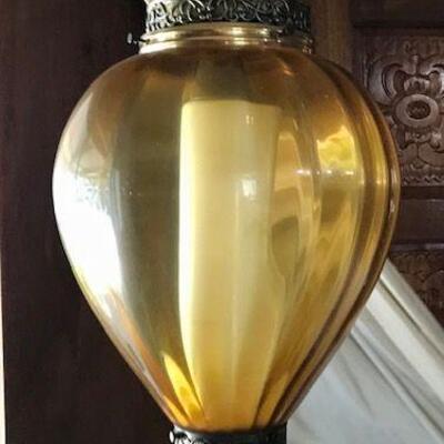 1960's Retro Amber Hanging Lamp