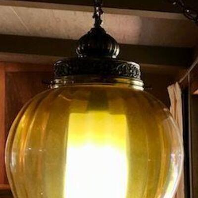 1960's Retro Amber Hanging Lamp