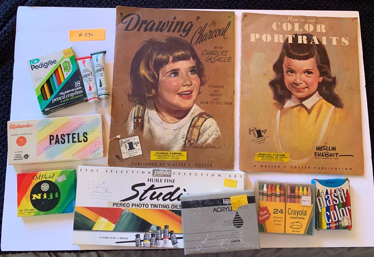 Vintage Art Instruction Books and Art Supplies Lot. Item 230
