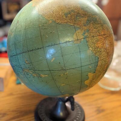 Rare 1920's Rand McNally 18" Globe with Bronze Base