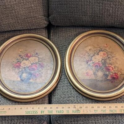 Vintage Matching Flower paintings
