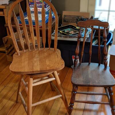 You guessed it, a swivel bar stool and a vintage chair