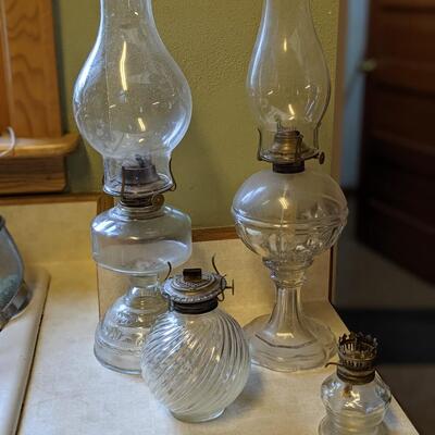 Collection of Glass Kerosene Lamps