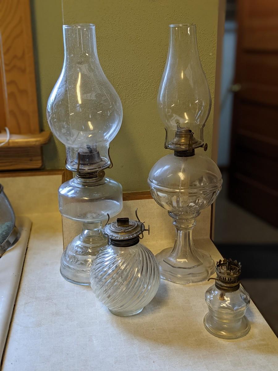 Collection of Glass Kerosene Lamps