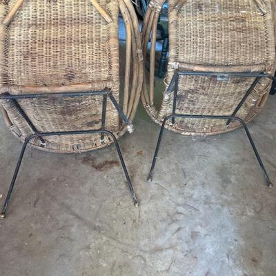 Wicker Barrel Lawn Chairs-Iron Frame