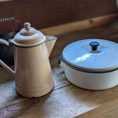 Enameled Kettle and Pot