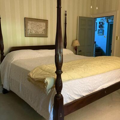 King Size Mahogany Four Poster Rice Bed