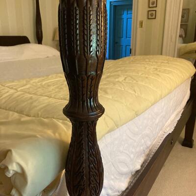 King Size Mahogany Four Poster Rice Bed