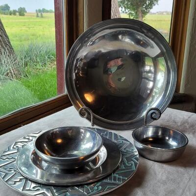 Lot 2: Aluminum & Pewter Plates & Bowls a