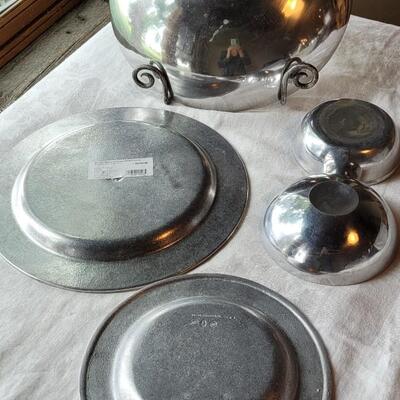 Lot 2: Aluminum & Pewter Plates & Bowls a