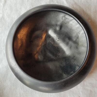 Lot 7: Umbra Ceramic Black Jar w/ Lid and Black Ceramic Vessel/Flower Bowl