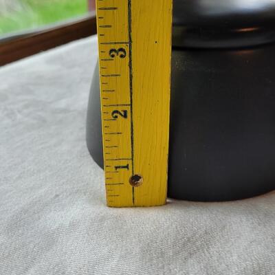 Lot 7: Umbra Ceramic Black Jar w/ Lid and Black Ceramic Vessel/Flower Bowl