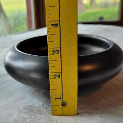 Lot 7: Umbra Ceramic Black Jar w/ Lid and Black Ceramic Vessel/Flower Bowl