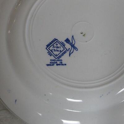 4 Vintage W. Ridgeway England Semi China Blue Willow Plates