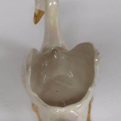 Vintage Pottery Swan Planter, Lusterware Glaze, Goldra