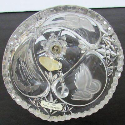 Artmark West Germany Lead Crystal Glass Bell, 1986 Lord's Prayer and Praying Hands Theme