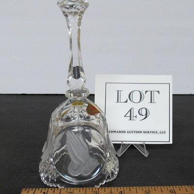 Artmark West Germany Lead Crystal Glass Bell, 1986 Lord's Prayer and Praying Hands Theme