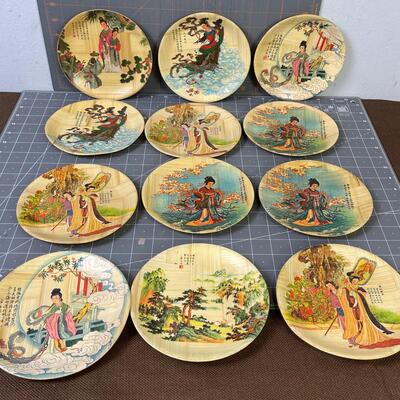 #36 Japanese Figures, Hand Painted 12 plates 