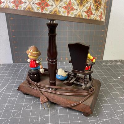 #43 Vintage Hansel and Gretel Lamp Wood Figurine 
